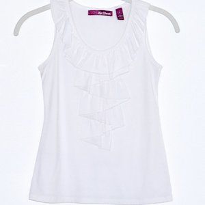 Epic Threads Ruffled Sleeveless White Tank Top - Medium